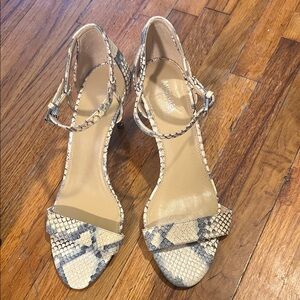 Michael Kors Snakeskin Heels in Tan and Cream